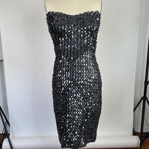 Vintage CLIMAX Y2K shiny silver sequin sexy mini 90s party dress 4